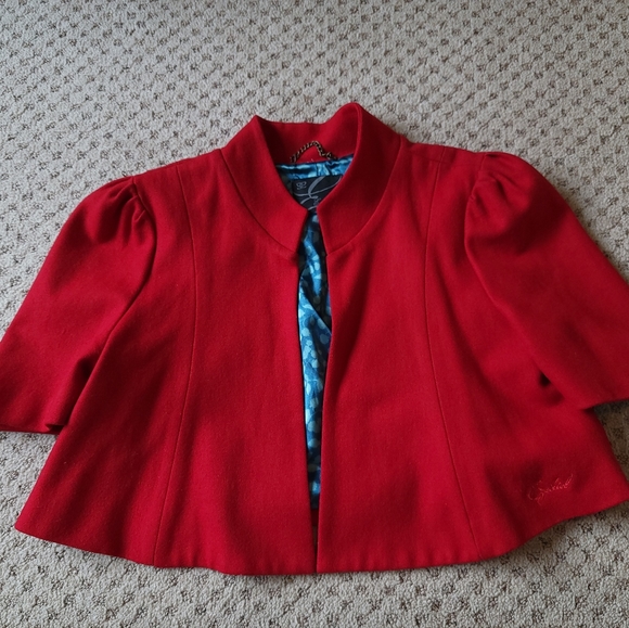 Cropped wool blend jacket - Picture 1 of 7